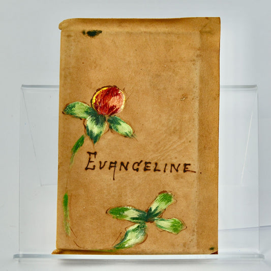 Antique Handpainted Leather Cover Evangeline Longfellow Book