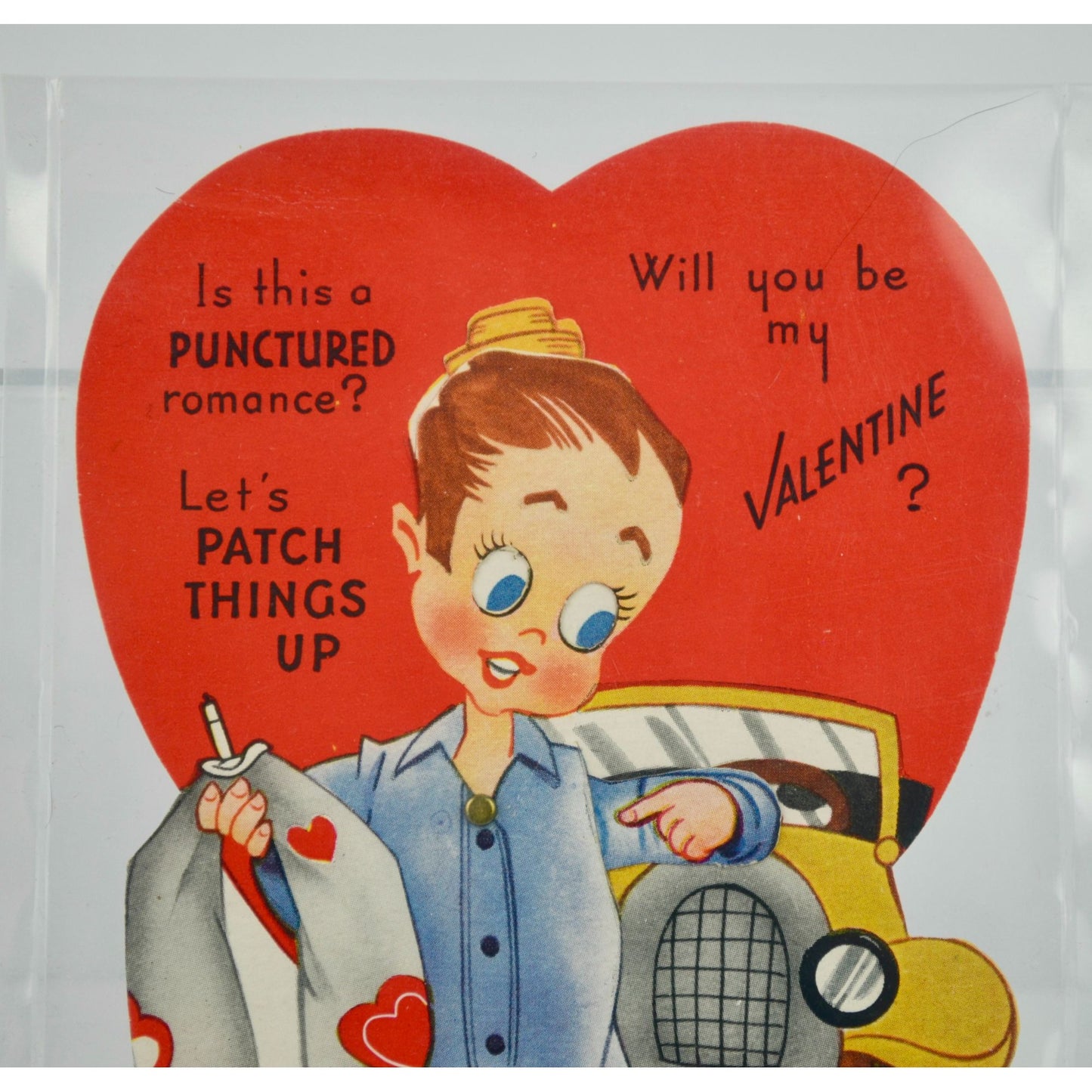 Vintage Let's Patch Things Up Mechanical Valentine Card