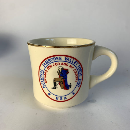 1957 Boy Scouts of America National Jamboree Ceramic Mug Gold Rim