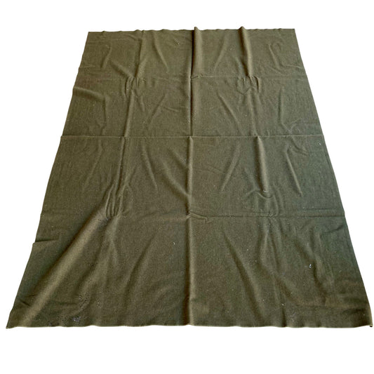 Vintage Wool US Army Blanket OD Green Military 56 x 77" Unmarked