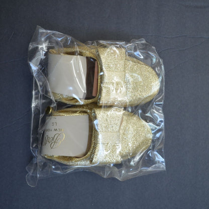 Bertlyn Gold Bow Folding Ballet Flats NEW NOS Never Worn
