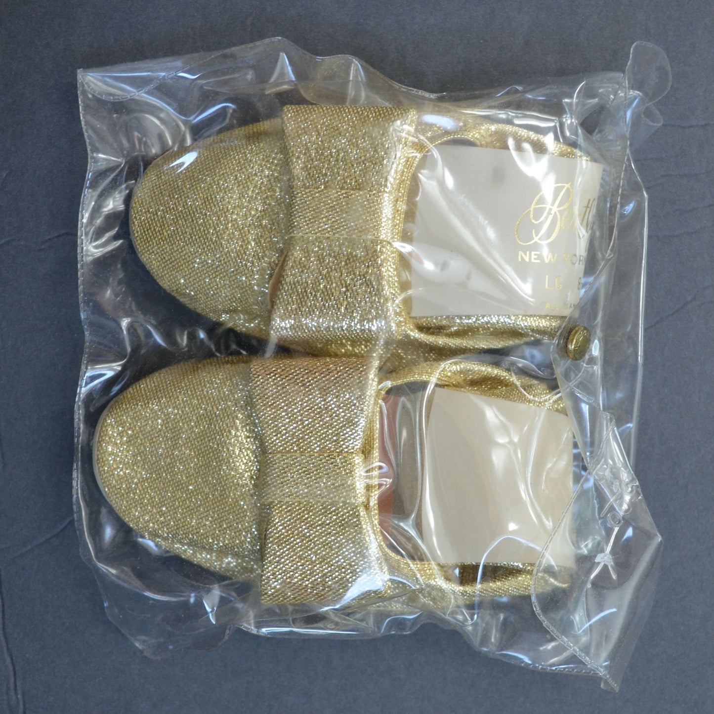 Bertlyn Gold Bow Folding Ballet Flats NEW NOS Never Worn