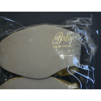 Bertlyn Gold Bow Folding Ballet Flats NEW NOS Never Worn