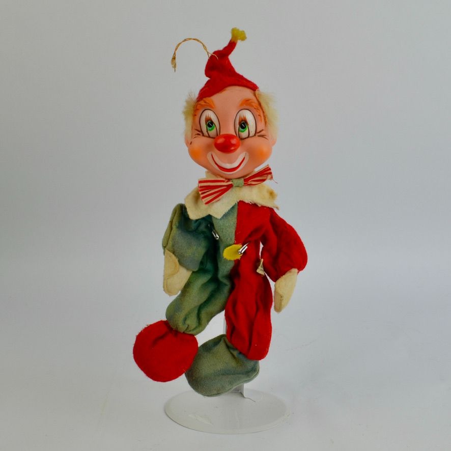 Vintage Kamar Robaire Clown Doll Rubber Felt 1960s