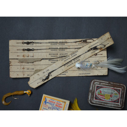 Vintage Fishing Lure Lot Jigs Leaders Hooks