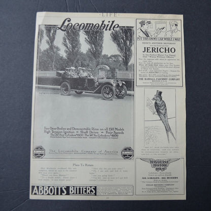 Antique 1911 Life Magazine Advertisement Hudson Motor Car Co. & Locomobile