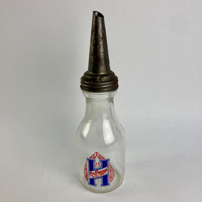 Vintage Glass Huffman Mfg Oil Bottle 1 Quart w/ Spout DAYTON, OH
