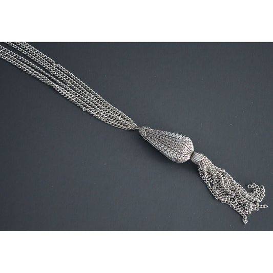 Vintage Silver Long Tassel Necklace