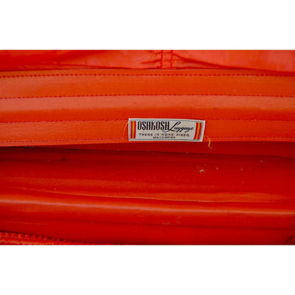 Lot 2 Vintage Oshkosh Luggage Suitcases Cream w/ Red Lining 1950-60's Set