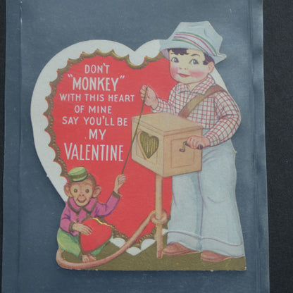 Vintage Valentine Organ Grinder Monkey Don't With This Heart