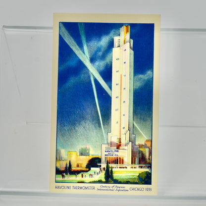 Havoline Thermometer Chicago 1933 Postcard UNUSED Vintage