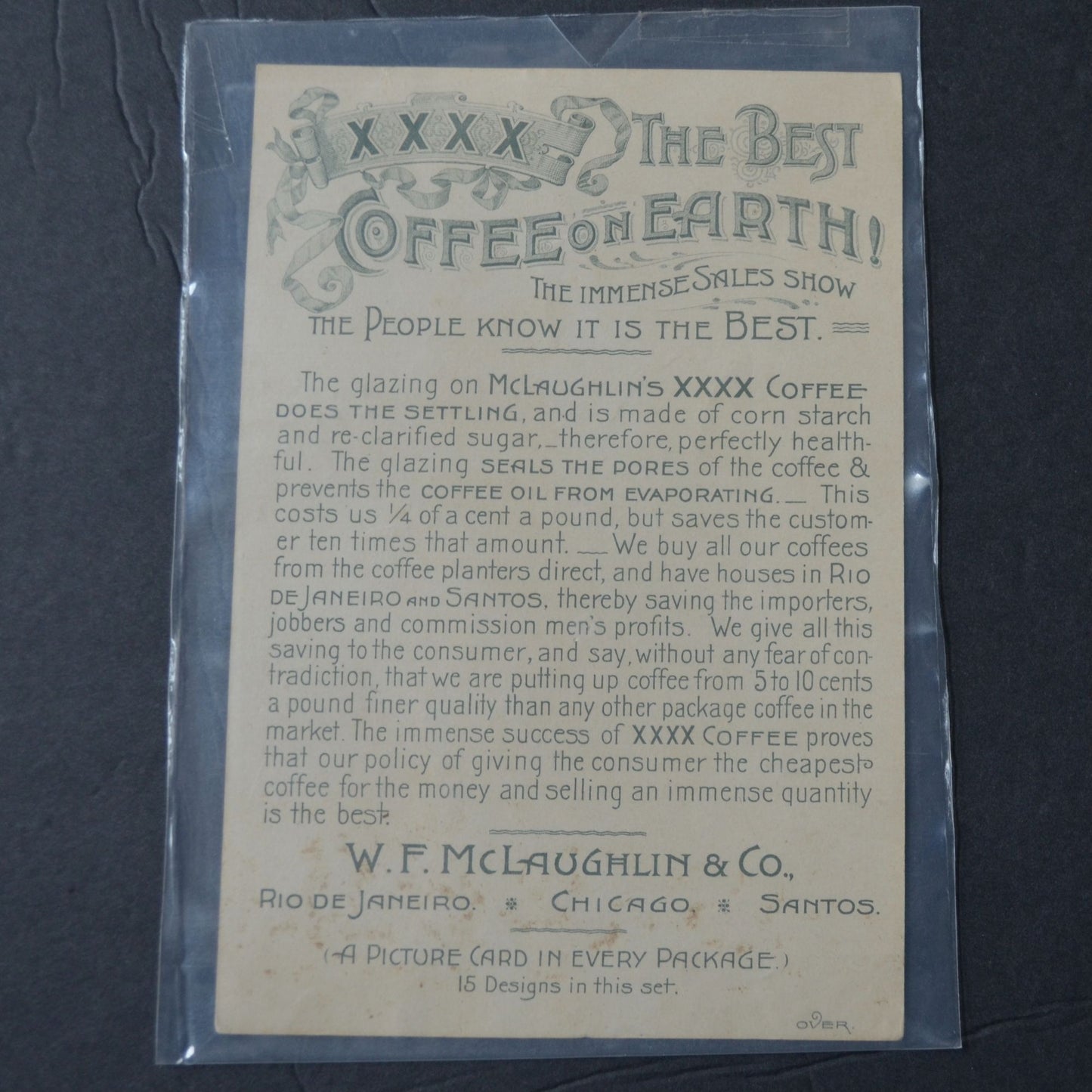 McLaughlin's XXXX Coffee Victorian Trading Card LARGE 1891 Girl with Chickens