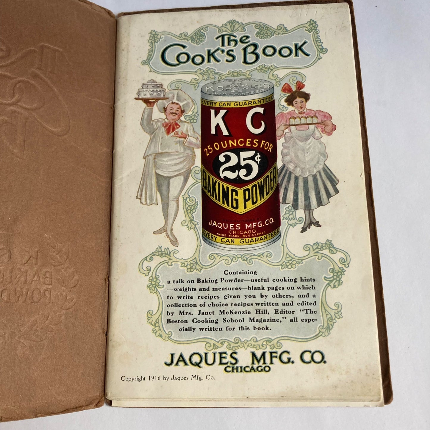 Antique 1916 KC Baking Powder "The Cook's Book" Cookbook Vintage