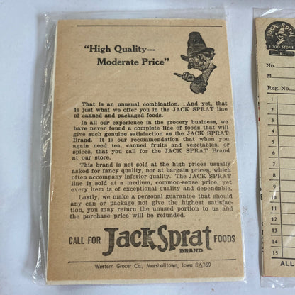 Lot Vintage 1940's Flink's Jack Sprat Food Store Invoice Book Receipt Ledger Ad