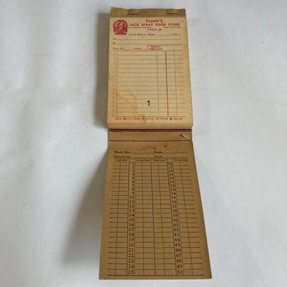 Lot Vintage 1940's Flink's Jack Sprat Food Store Invoice Book Receipt Ledger Ad