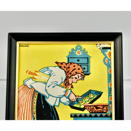 Vintage Print Woman Baking Poppyseed Cakes Framed