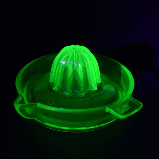 Federal Uranium Glass Citrus Reamer Juicer Vintage Glass Green Vaseline