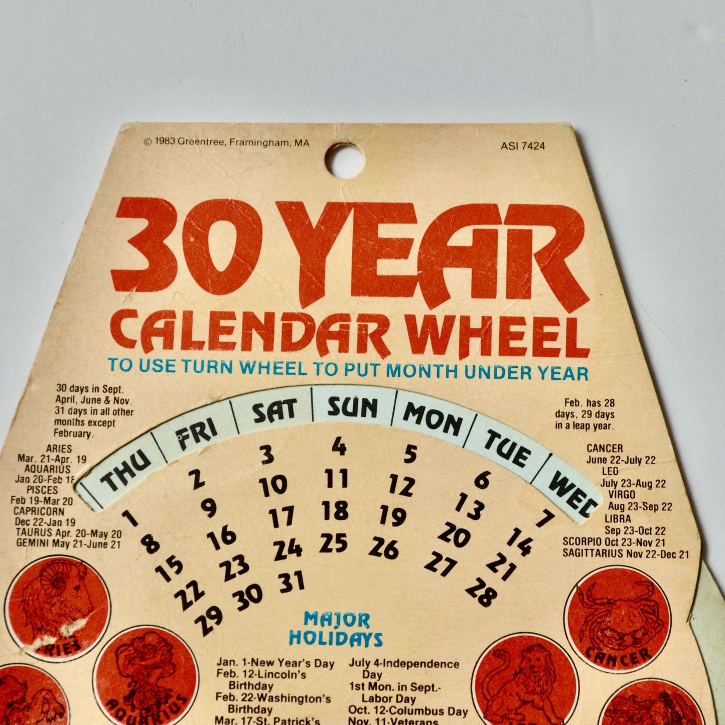 30 Year Calendar Wheel Vintage Championship Muffler Service 1983