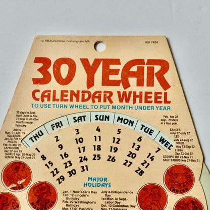 30 Year Calendar Wheel Vintage Championship Muffler Service 1983