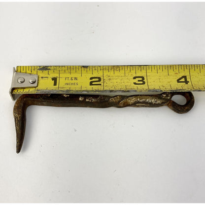 Antique Cast Iron Gate Hook Vintage Door Latch Twisted Shaft 4"