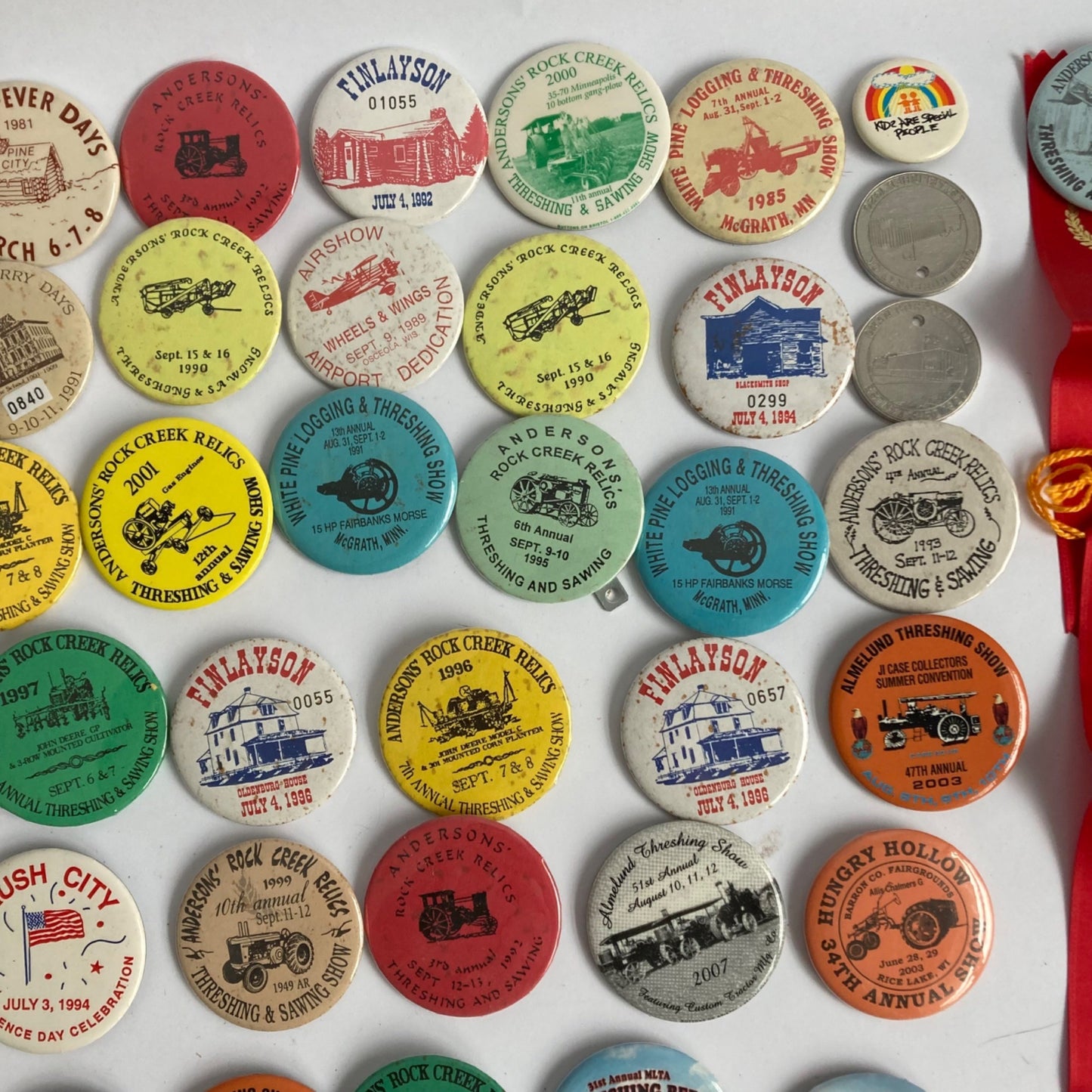 Large Lot Vintage Threshing Show Buttons Car Show Midwest Minnesota Iowa