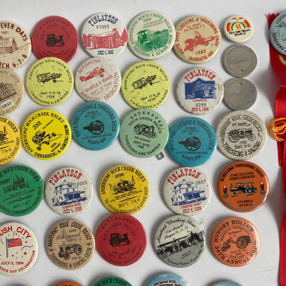 Large Lot Vintage Threshing Show Buttons Car Show Midwest Minnesota Iowa