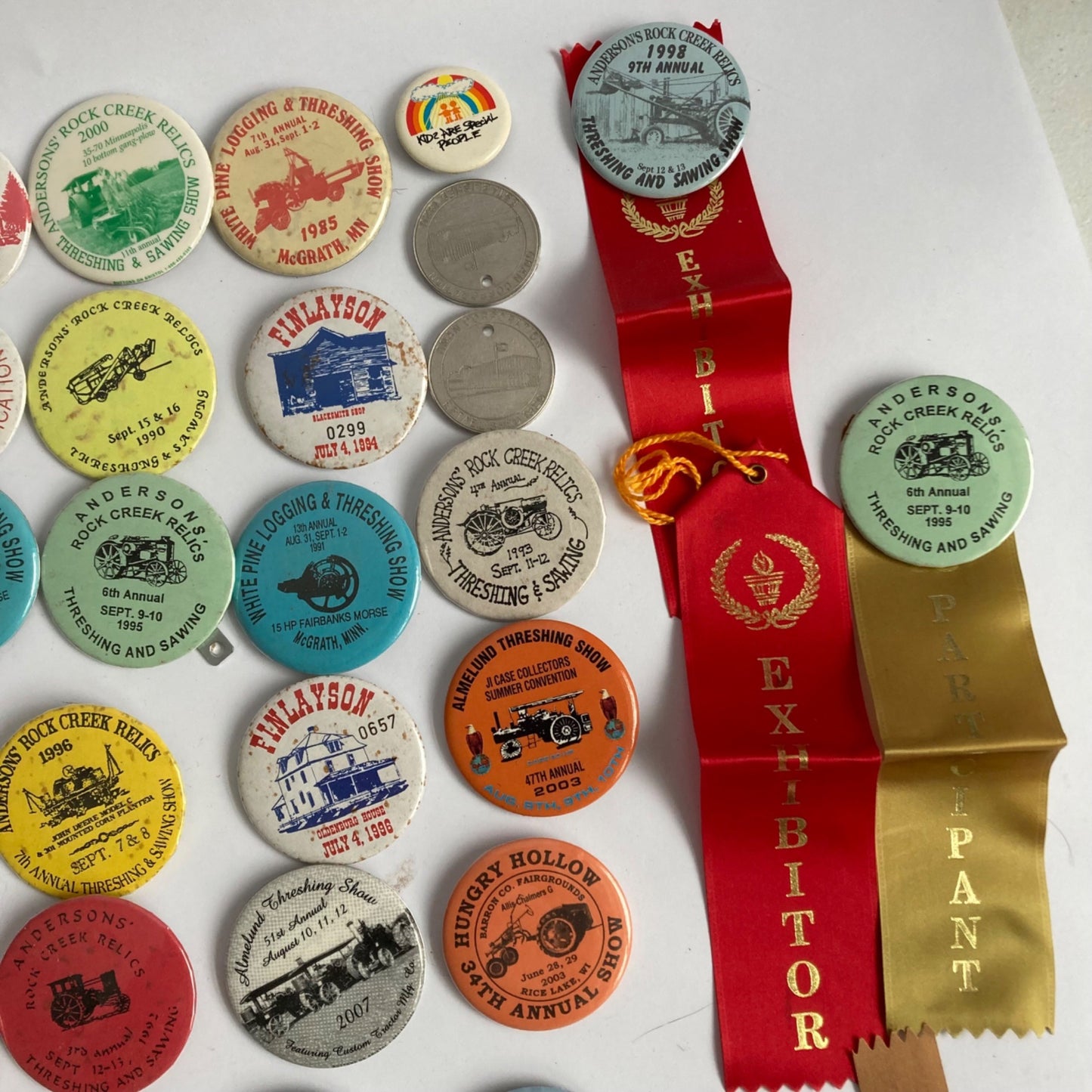 Large Lot Vintage Threshing Show Buttons Car Show Midwest Minnesota Iowa