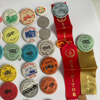 Large Lot Vintage Threshing Show Buttons Car Show Midwest Minnesota Iowa