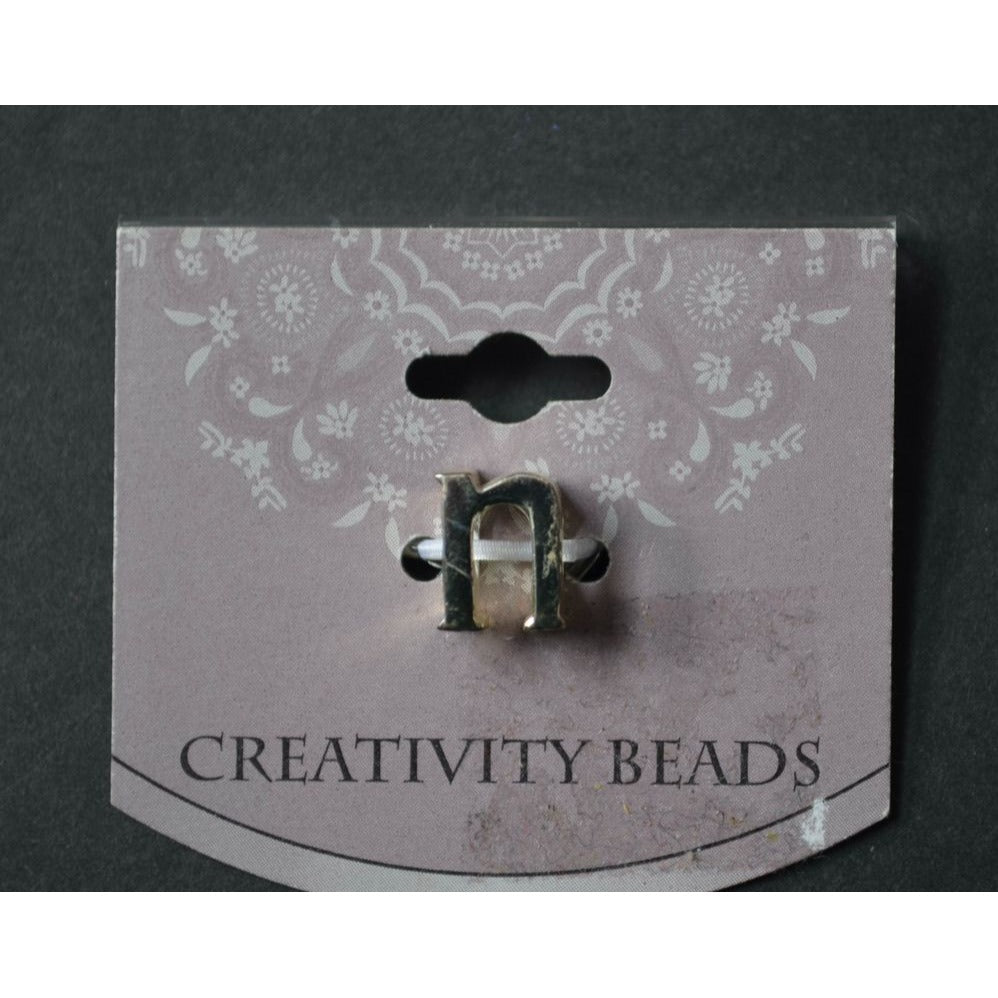 Creativity Beads Silver Plate Initial N Bead AS IS