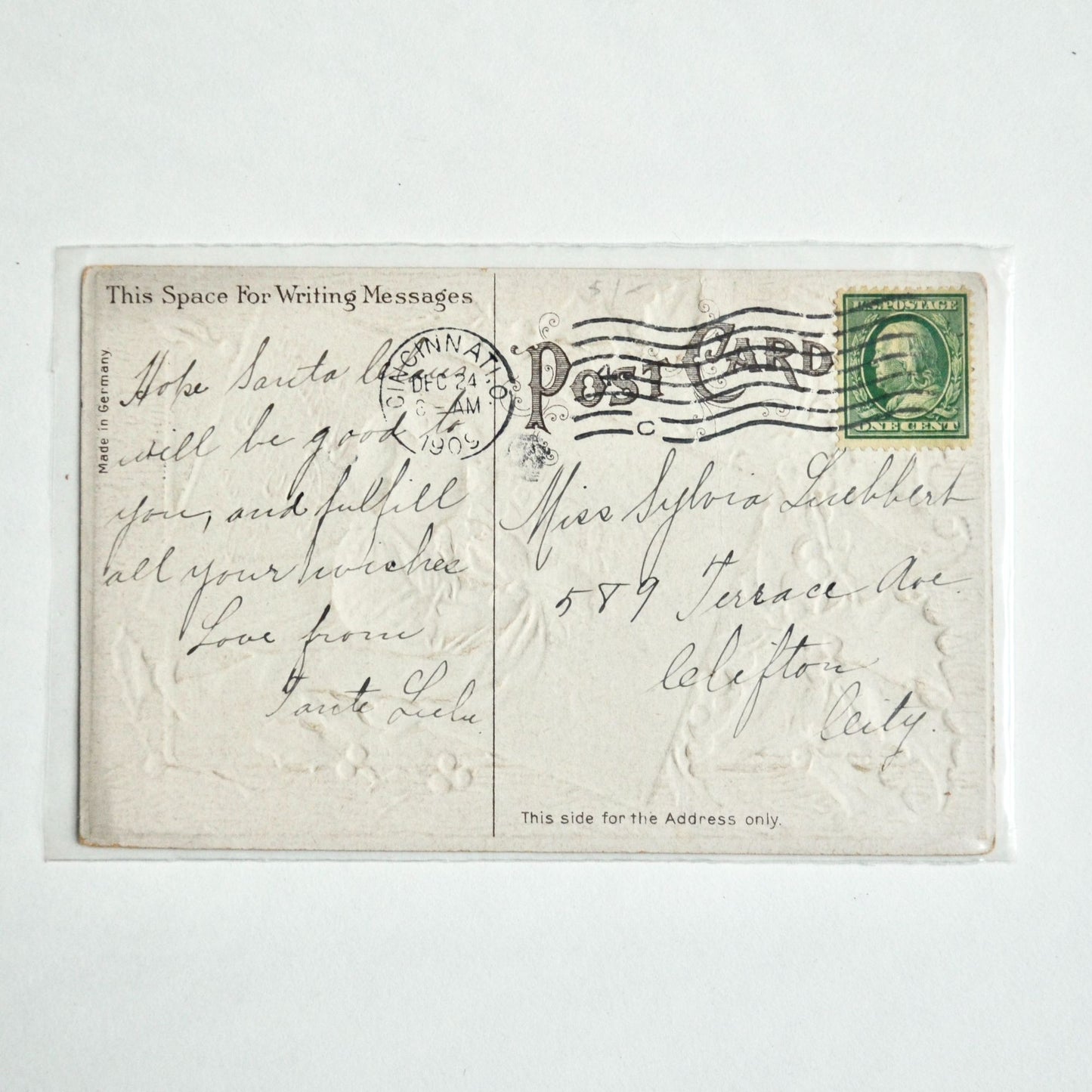 1909 Antique A Happy Christmas To You Postcard