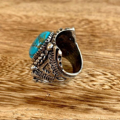 New Boho Silver Turquoise Ring