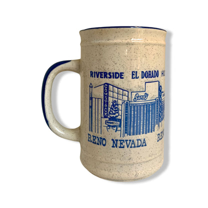 Vintage Reno Nevada Blue Speckled Tall Coffee Beer Mug