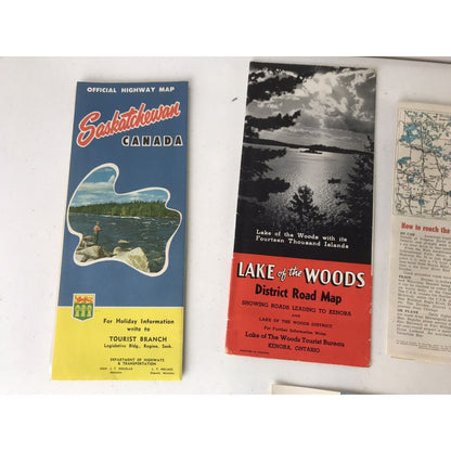 Vintage Lot Canadian Map Road Lakes Game Fish in Canada Book