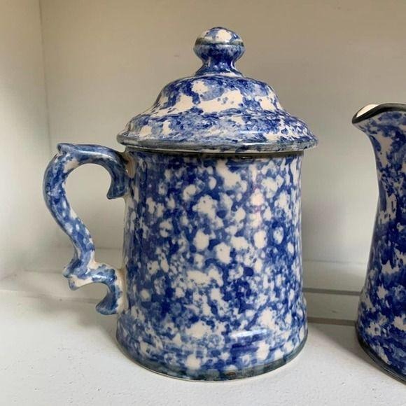 Blue Ceramic Sugar and Creamer Set