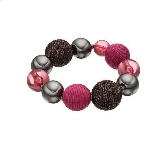 New Red Thread Wrapped Bead Stretch Bracelet