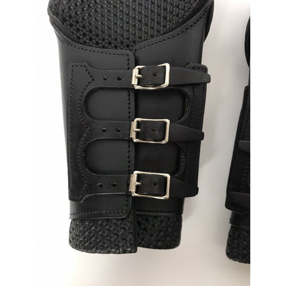 British Leather Horse Shin Guards Riding Pads Polo Military 3 Straps Buckle NICE