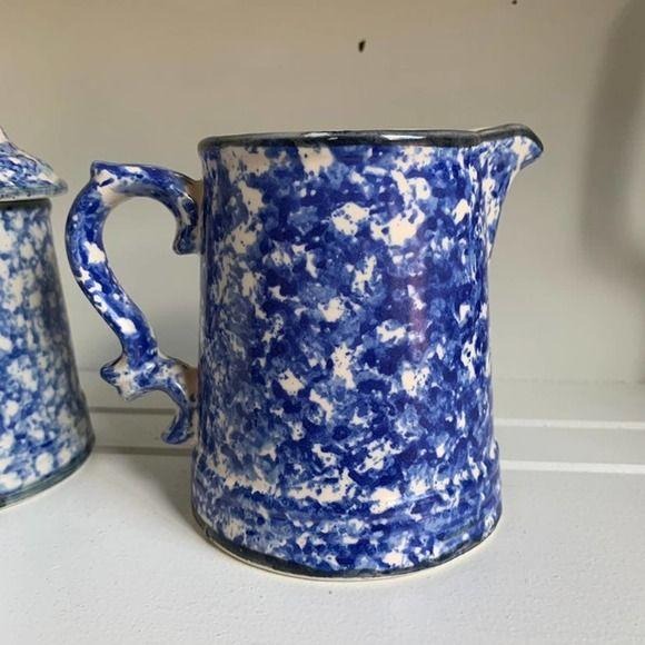 Blue Ceramic Sugar and Creamer Set