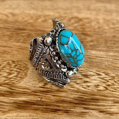 New Boho Silver Turquoise Ring