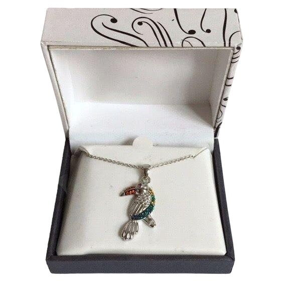 NEW Silver CZ Toucan Necklace