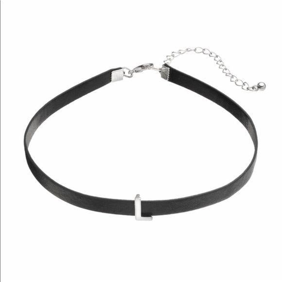 New Monogram Faux Leather Choker Necklace “J"