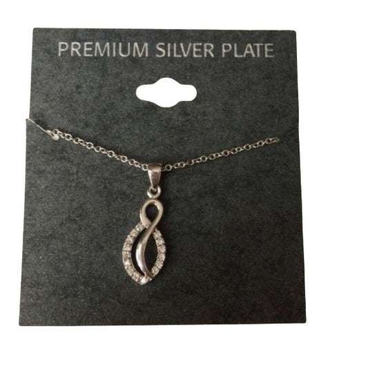 NEW Silver CZ Stone Twist Necklace