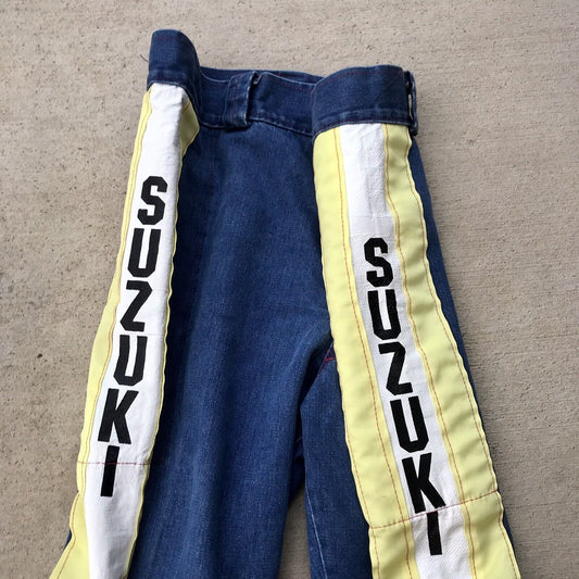 Vintage Suzuki Motorcycle Jeans Blue Denim