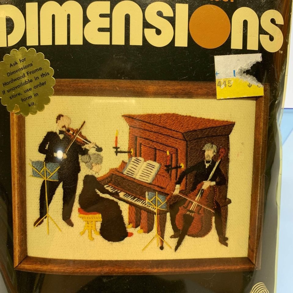 Dimensions Crewel Musical Trio Kit 7 x 5” Frame Size Vintage 1980