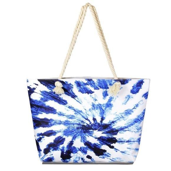 NEW Blue Tie-Dye Tote Bag Featuring Rope Handles