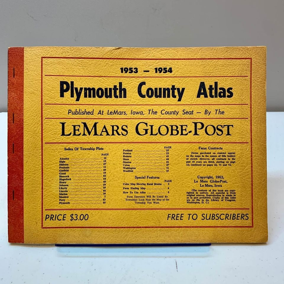 1953-1954 Plymouth County Atlas LeMars Iowa