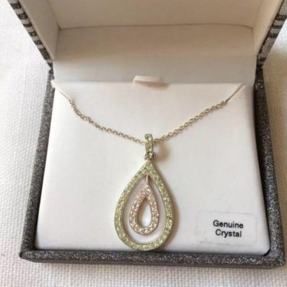 NEW Mint & CZ Teardrop Crystal Necklace