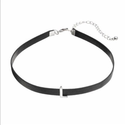 New Monogram Faux Leather Choker Necklace “L”