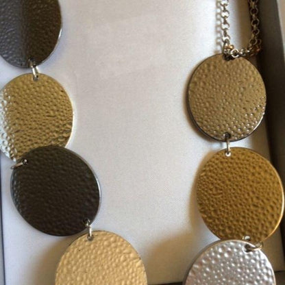NEW Mixed Metals Circle Necklace & Earrings Set