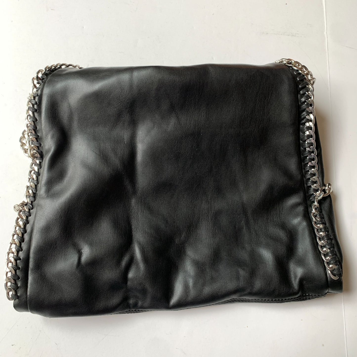 Steve Madden Black Foldover Silver Chain Bag