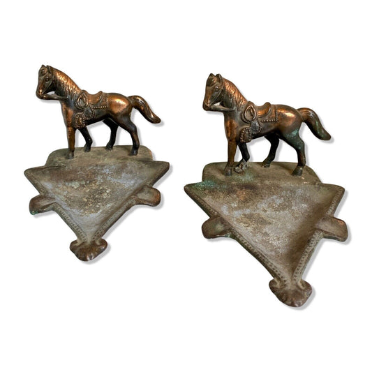 Vintage Copper Horse Ashtrays Set of 2